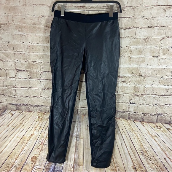 Alfani Front Faux Leather Leggings Size 